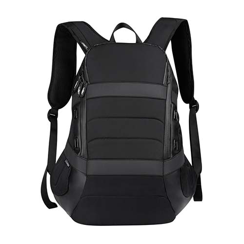 Black backpack with padded shoulder straps